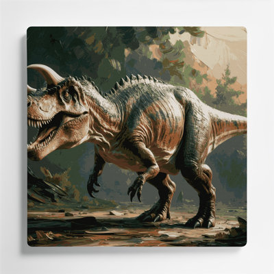 Dinosaur Pentaceratops Green Metal Wall Art