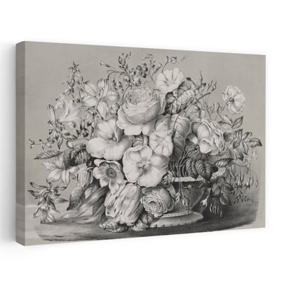 Vintage Beauty  Vintage Flower Arrangement White Vintage Art