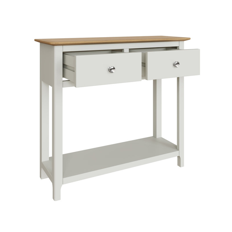 Casiano 85cm Solid Wood 2 Drawer Console Table, Off White