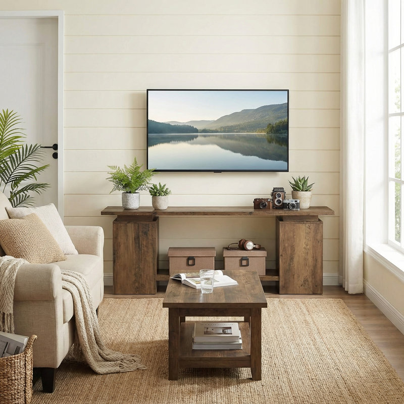 62.99" Wood TV Stand With Storage Shelves For Tvs Up To 70"