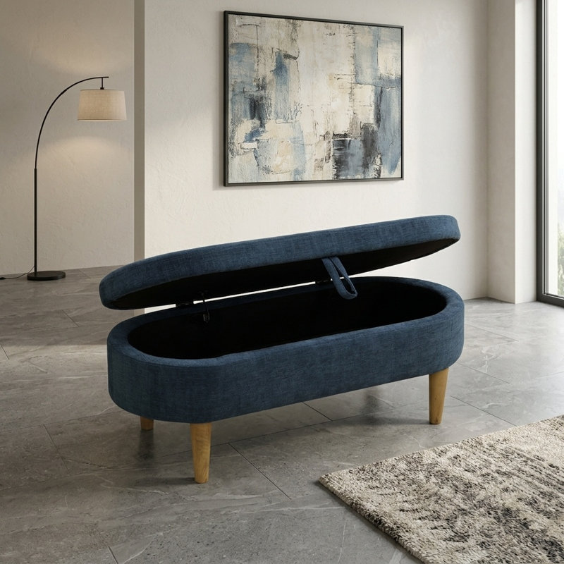 Pouf de salon en tissu en fourrure bleue de 113 cm