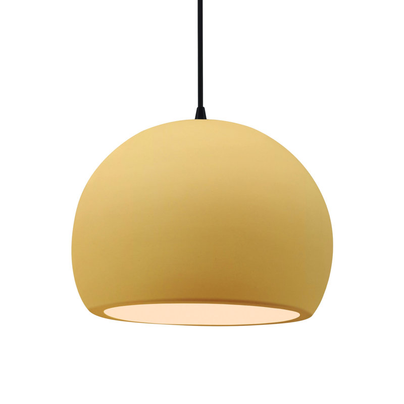 Luminaire suspendu à 1 lumière Aschwin, H 9,25 po x l 12,25 po x P 12,25 po, Bisque, Matte Black