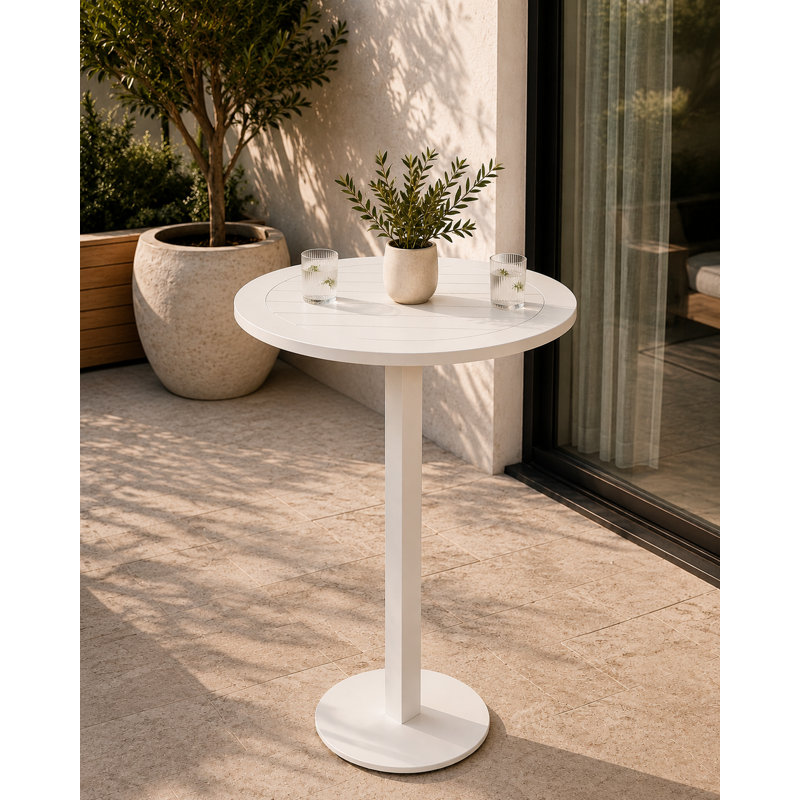 Table de salle à manger pliante en aluminium Sunset, Blanc, H 43 po x L 35 po x P 35 po
