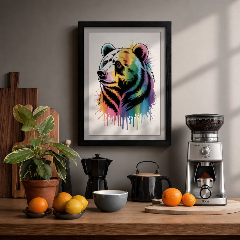 Chromatic Bear Modern - Print, A1 - 84.1 x 59.4 cm, Black