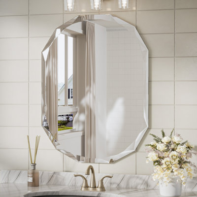 Miroir de salle de bain octogonal sans cadre biseauté Pearlette