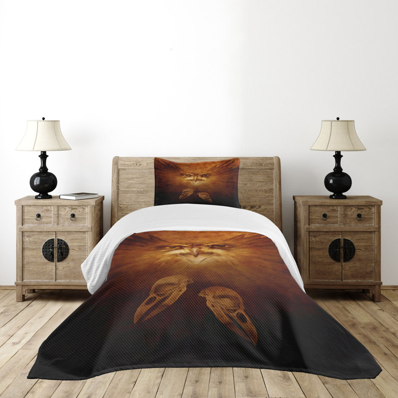 Twin Brown Polyester Animal Print Bedspread Set