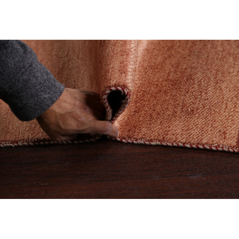 Tapis de couloir beige en laine noué à la main de conception unique 2 pi 6 po x 10 pi New Age