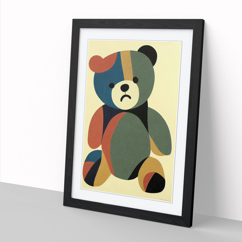 Teddy Bear Mid Century Vol.3 - Single Picture Frame Print, 64cm H x 46cm W x 2cm D, Walnut