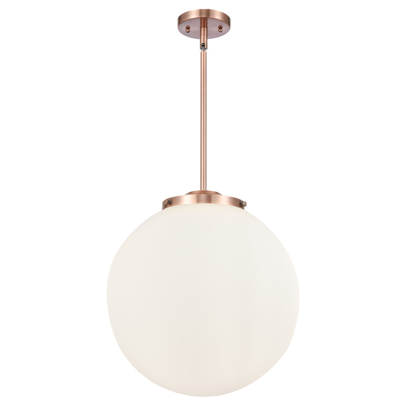 Luminaire suspendu sphère 3 lumières DEL Beacon, Cuivre antique, Blanc mat, H 17 po x l 16 po x P 16 po