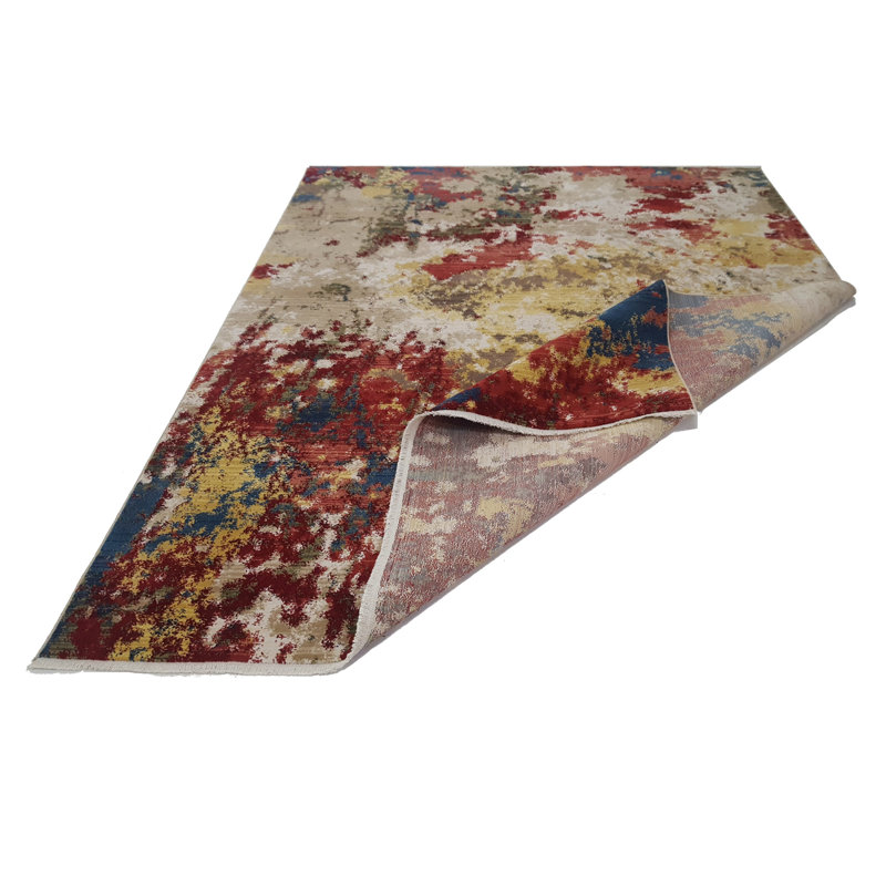 Alkmene Abstract Power Loom 8x10 Red Area Rug, Turkey, Rectangle 8' x 10'