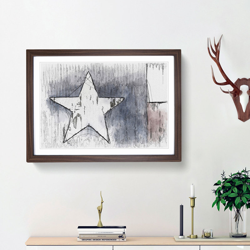 Flag of Texas in Abstract - Picture Frame Graphic Art Print, 62cm H x 87cm W x 2cm D, Walnut Framed