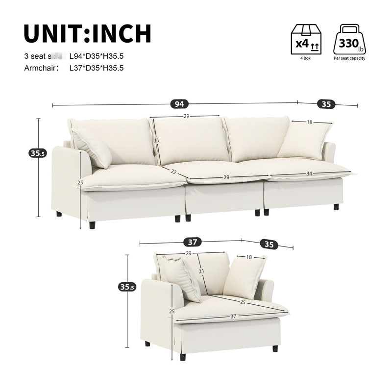 Ensemble de salon 2 pièces, fauteuil 3 places et fauteuil rembourré en chenille, mobilier d'intérieur 4 places pour chambre à coucher, appartement, bureau, coussins confortables de style classique