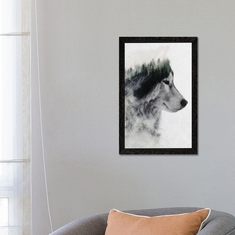 Wolf Stare by Andreas Lie - 1 Piece Wall Art on Canvas, 152.5 cm H x 101.5 cm W, Black Framed