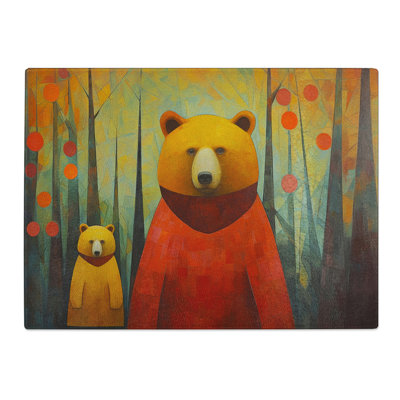 Bear Art Deco  Glass Chopping Board
