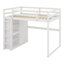 Lit mezzanine double avec lumière DEL, cadre de lit mezzanine en bois avec tablettes de rangement et garde-robe-412329318