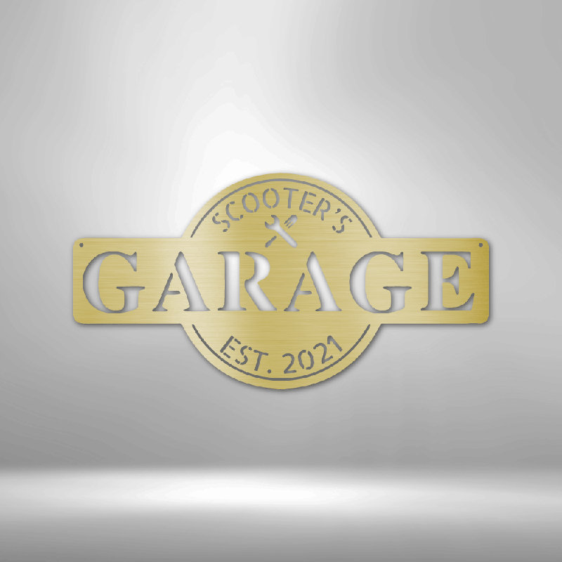Monogramme de garage personnalisé, H 14,25 po x l 14,5 po x P 0,5 po, Oui, Doré