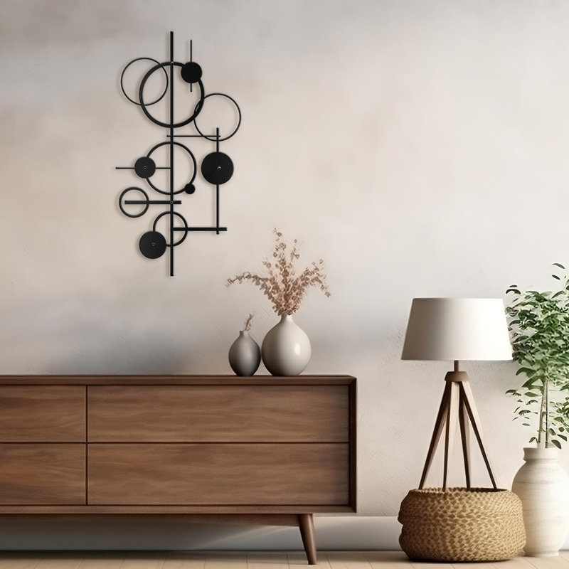 Décoration murale en métal, H 36 po x l 18 po x P 0,05 po, Noir