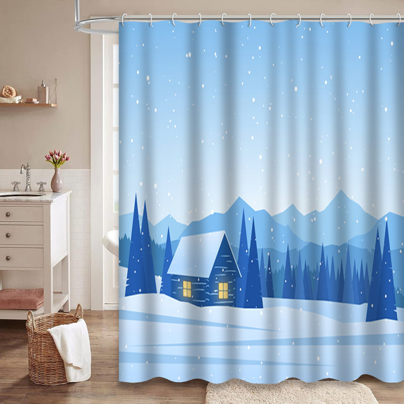 Rideau de douche Winter Mountain, L 72 po x l 84 po