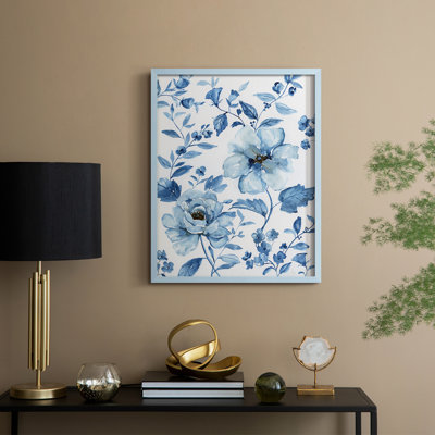 Blue Chinoiserie Framed Print - Solid Wood