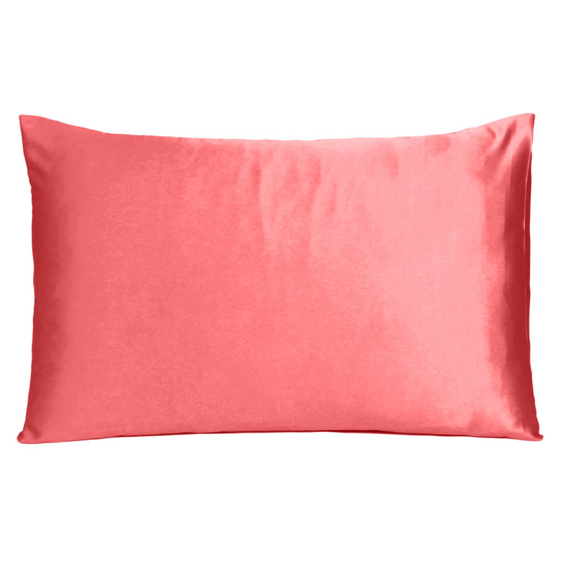 Taie d'oreiller en satin , Standard, Corail