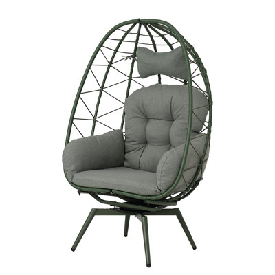 Oversized 360° Swivel Rattan Egg Chair Wicker
