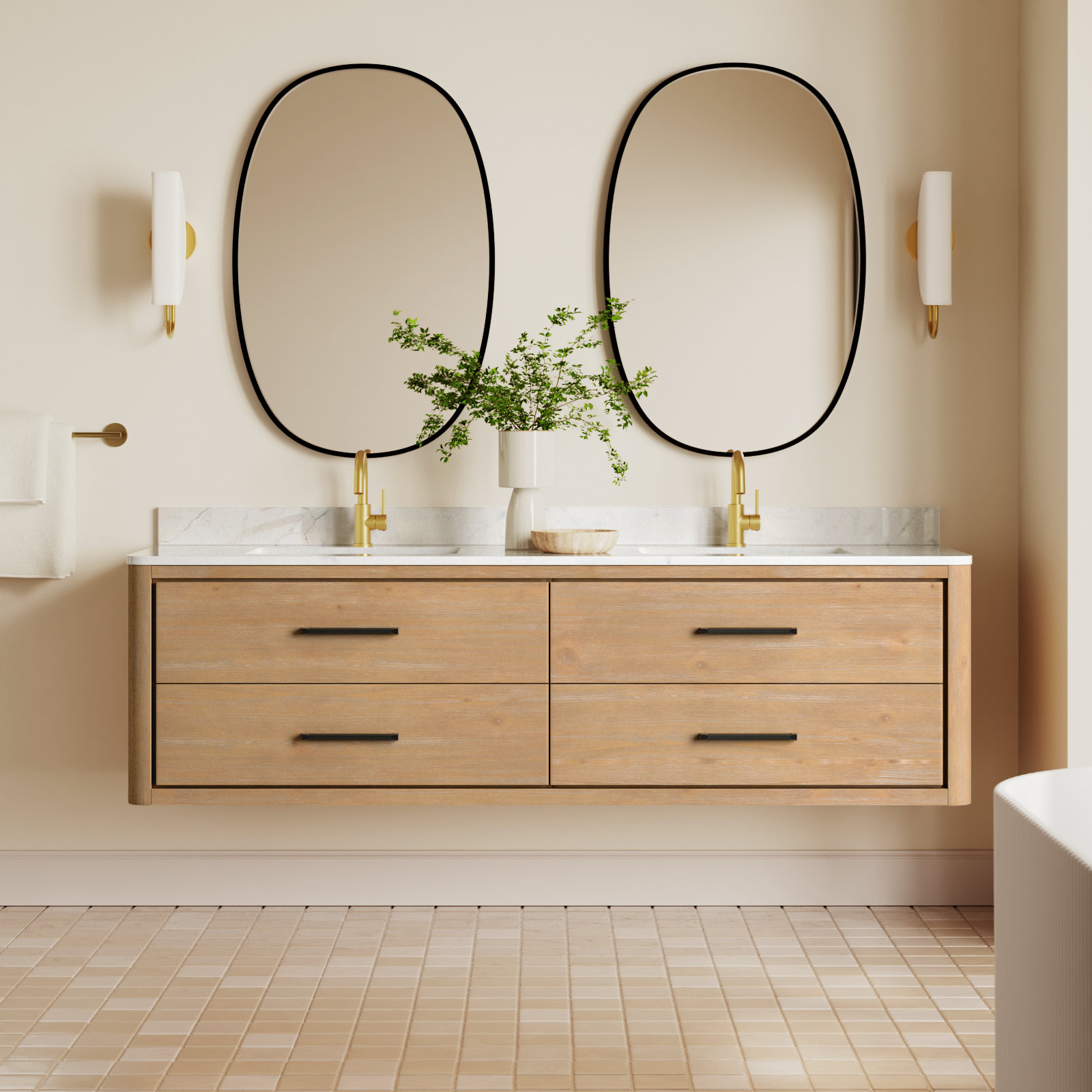 Cristo 72'' Double Bathroom Vanity, Fir Wood Brown