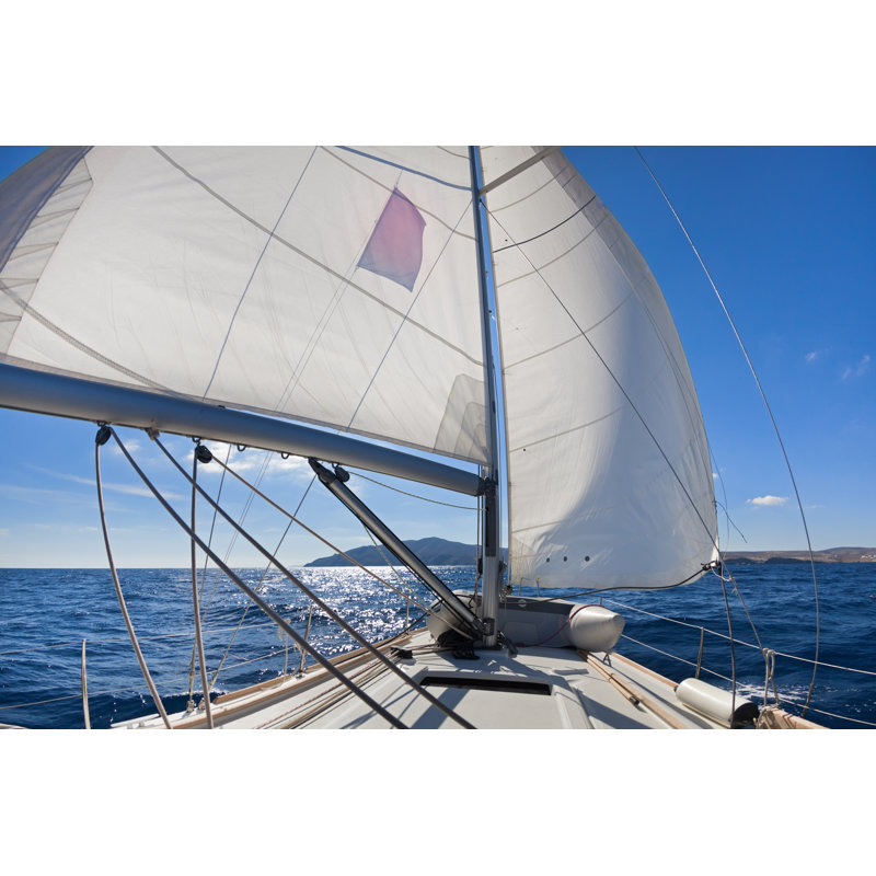 "Wing And Wing" Sailing On The Yacht by Aragami123345 - Wrapped Canvas Print, 30cm H x 46cm W