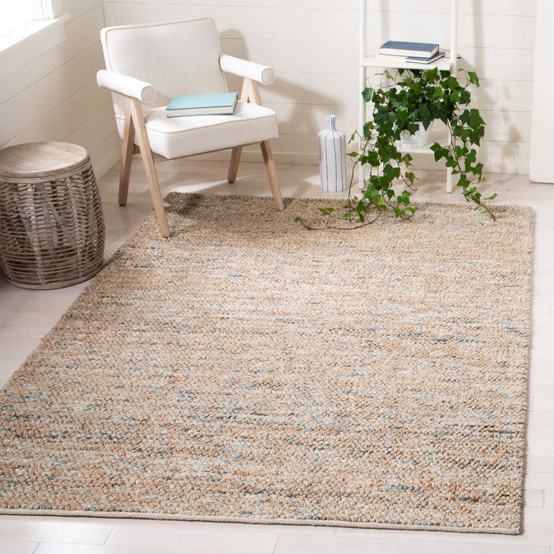 Stetson Hand Woven Jute/Wool Rug in Light Brown, Rectangle 5' x 8'