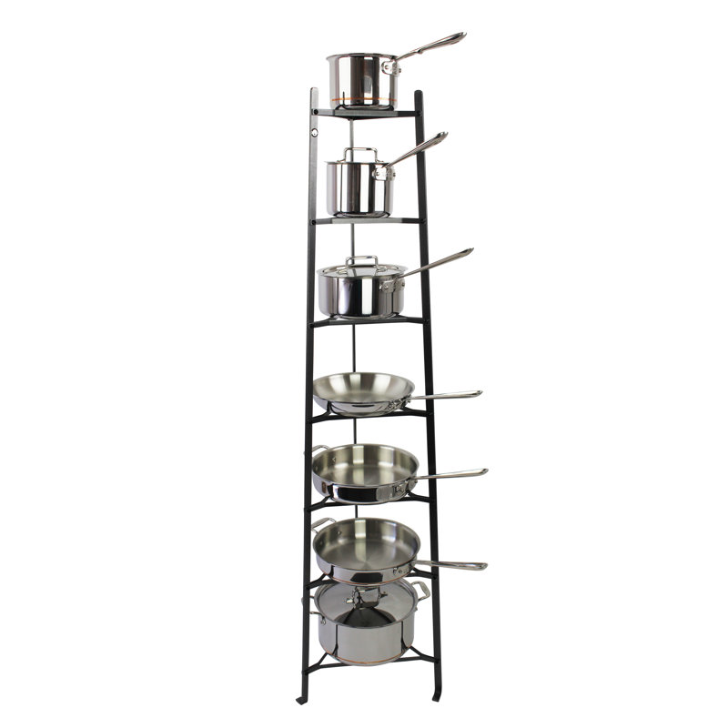 Hammered Steel 7-Tier Floor Standing Cookware Rack