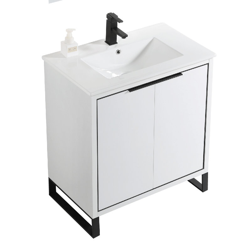 30'' Single Bathroom Vanity Set, White, Matte Black