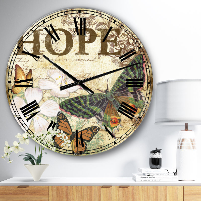 Horloge murale Inspirational Butterflies Hope, Surdimensionné