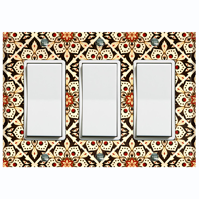 Patterned 3 - Gang Rocker Standard Wall Plate
