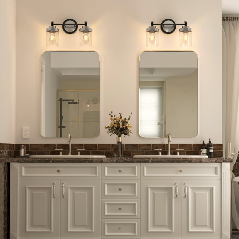 Crelake Dimmable Vanity Light, Matte Black/Brushed Nickel, 2