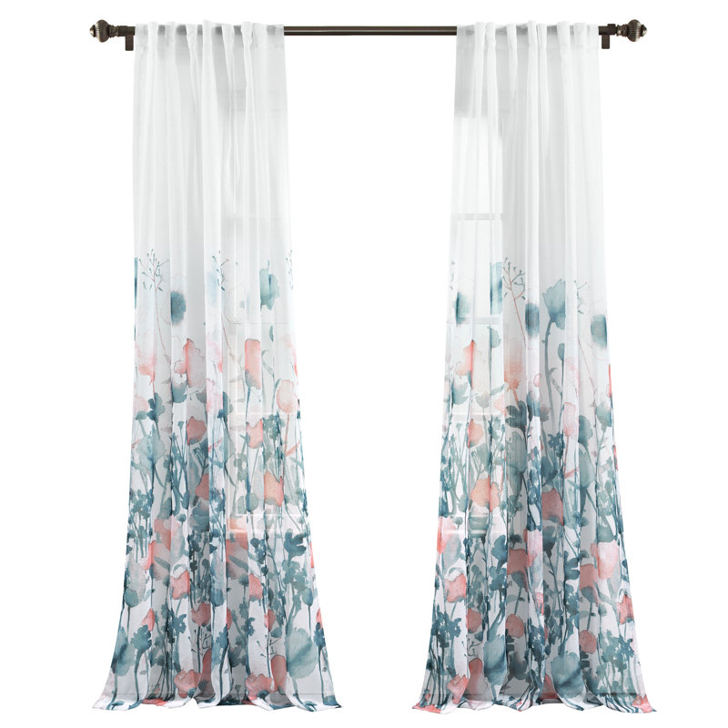 Lush Decor Zuri Flora Sheer Curtain Panels Pair Drapes (Set of 2)