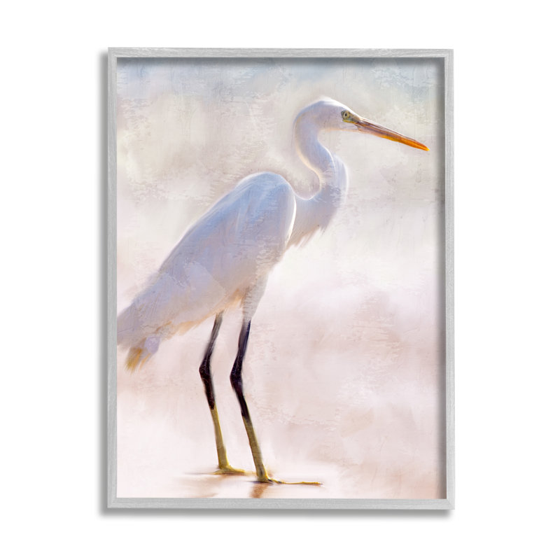 «Egret Wildlife Portrait» par Kim Allen, H 14 po x l 11 po x P 1,5 po, Estampe numérique Farmhouse