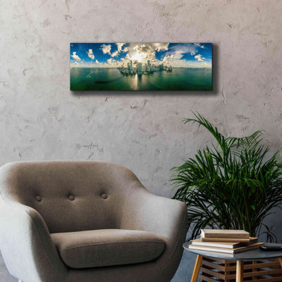 Florida Downtown Miami by Epic Graffiti Portfolio - Wrapped Canvas Panoramic Print
