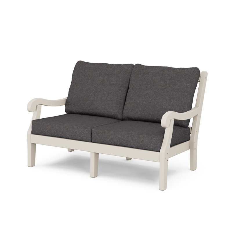 Causeuse POLYWOOD x Birch Lane Verlyn, Coussin gris anthracite cendré / structure sable
