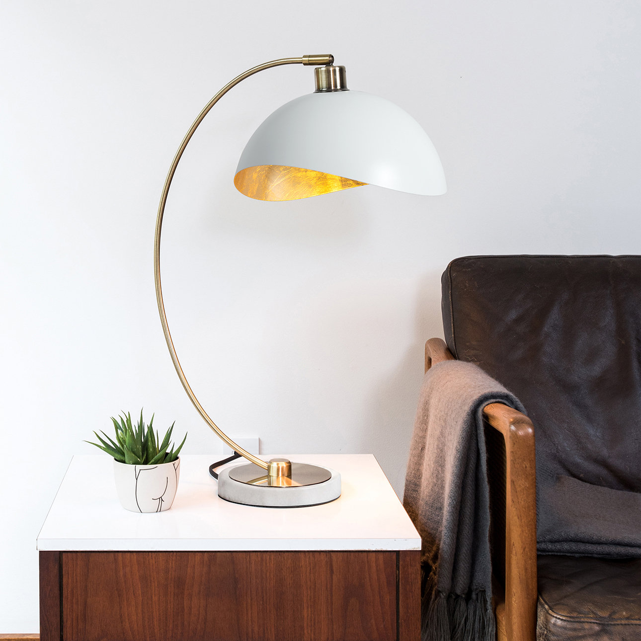 Nova of California Luna Bella Marble Lamp, White, White