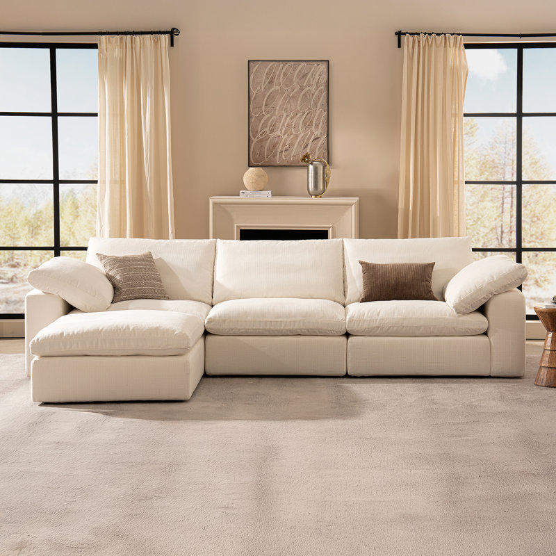 110.2" Comfy Cloud Sectional Sofa with Ottoman
