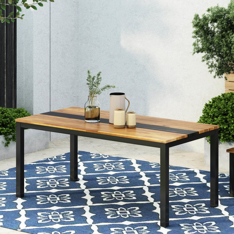 Table de salle à manger en bois avec panneau noir, couleur principale, 63,97 lb, 69 po de profondeur, 35 largeur, style sobre, assemblage à structure thermolaquée, bois franc, structure simple et conception à lattes