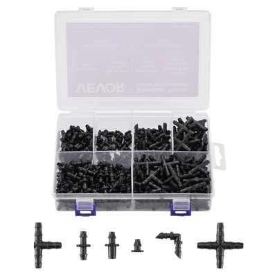 Ensemble de 300 pièces de raccords de goutte à goutte pour tuyaux de 1/4 po pour jardin