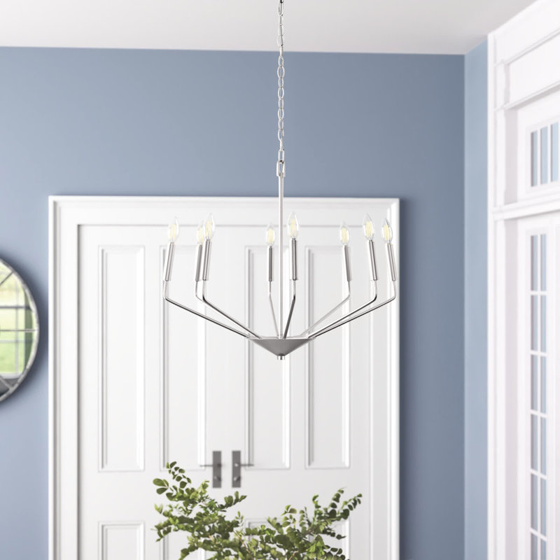 Lustre classique à 6 lumières de style bougie Venice, Chrome, H 21 po x l 25 po x P 25 po, 8