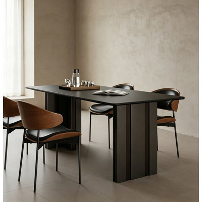 Modern Black Rectangular Dining Table