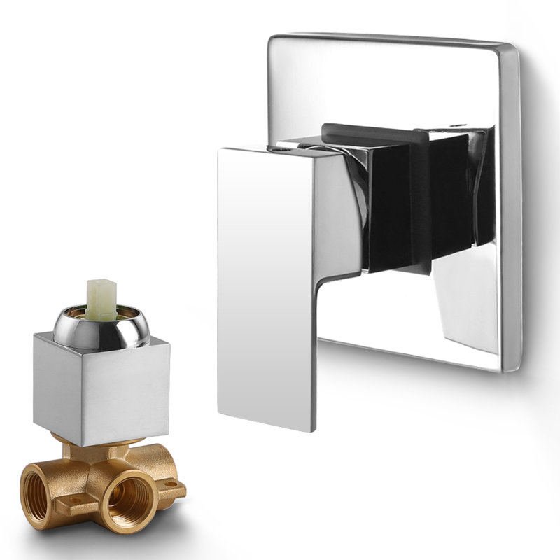 SKOWLL Ensemble de robinet de douche mural Ensemble de robinet de mélange de douche Ensemble de garniture de robinet de laiton brut, Ensemble de valves de contrôle à poignée simple en chrome poli