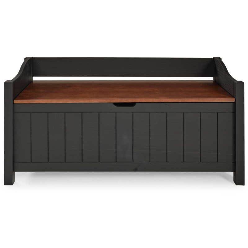 Wood Storage Bench, Black