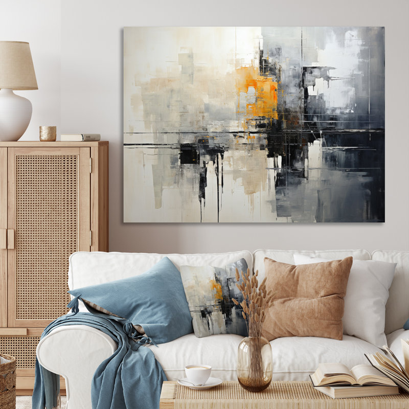 Gabreil Grey Collage Reflections I - Abstract Collages, art mural sur toile, H 24 po x l 32 po x P 1 po, Toile tendue