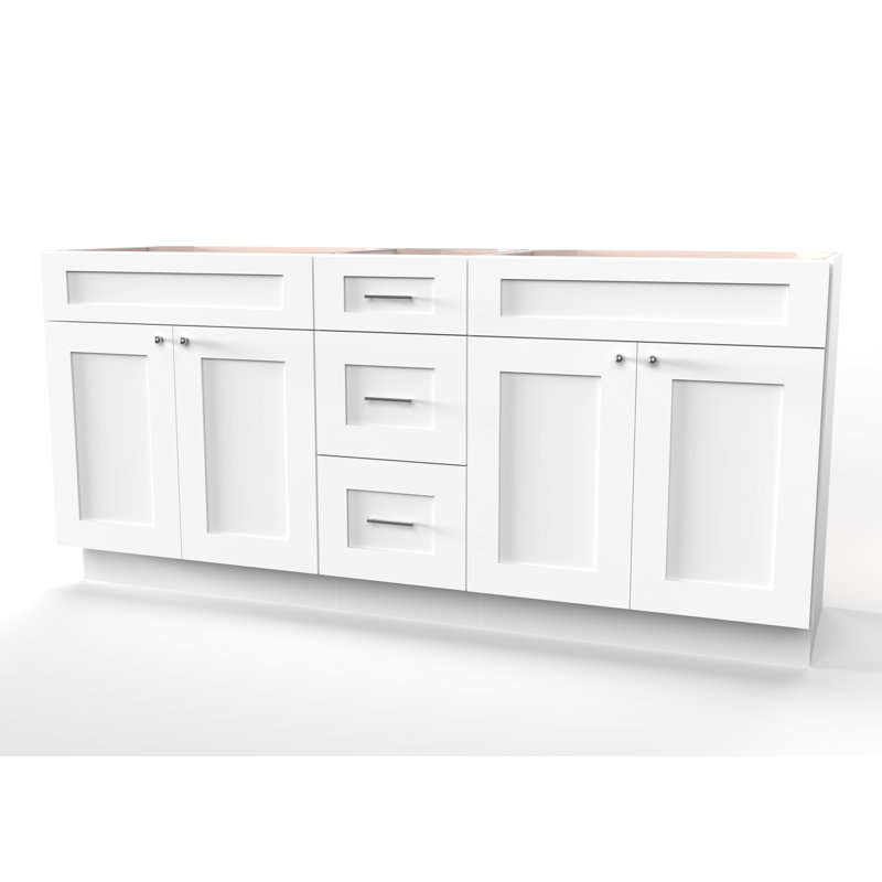 Disar 75'' Double Bathroom Vanity With Drawer Base Only, White