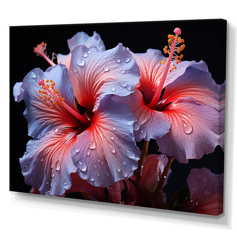 Hibiscus mauve moderne, impression sur toile, Toile tendue, H 34 po x l 44 po x P 1,5 po