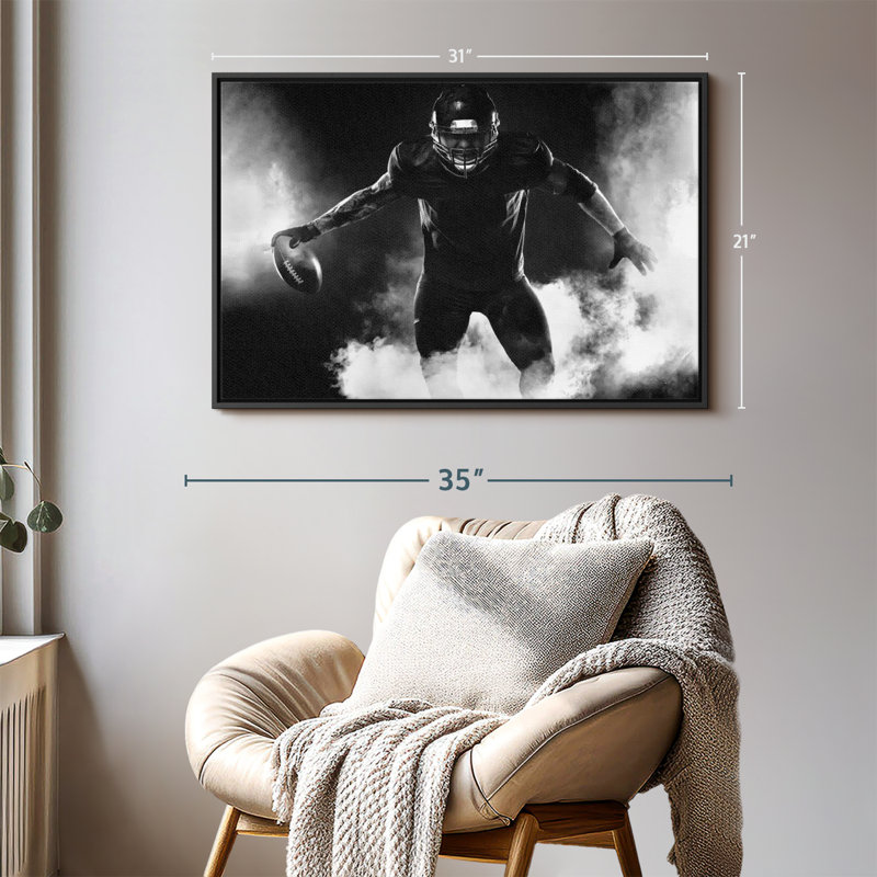 «Football Joueur Stance», reproduction sur toile, H 21 po x l 31 po