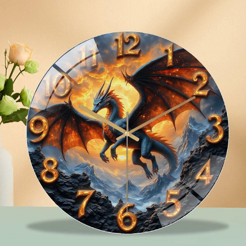 Horloge murale silencieuse en verre trempé de 30 cm (12 pouces), « Ep2p_00477_ », fonctionne avec des piles (piles AA non comprises), décoration artistique pour la maison